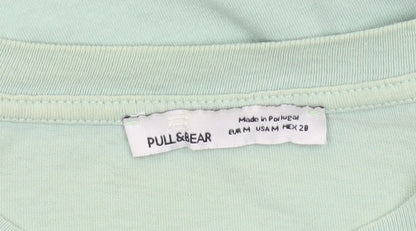 Pull & Bear Men's Green Retro Graphic T-Shirt M