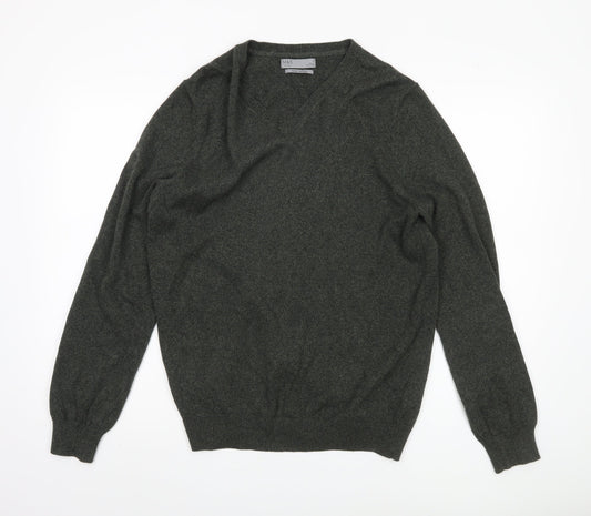 Marks and Spencer Men's Green Cotton Pullover Jumper Medium
