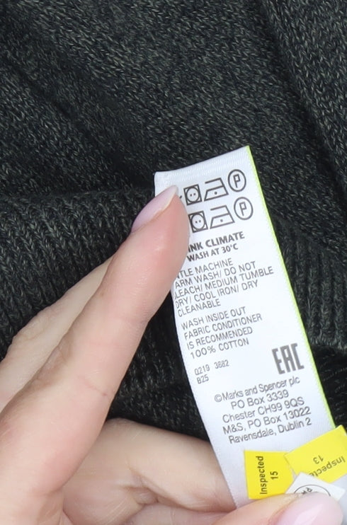 Marks and Spencer Men's Green Cotton Pullover Jumper Medium