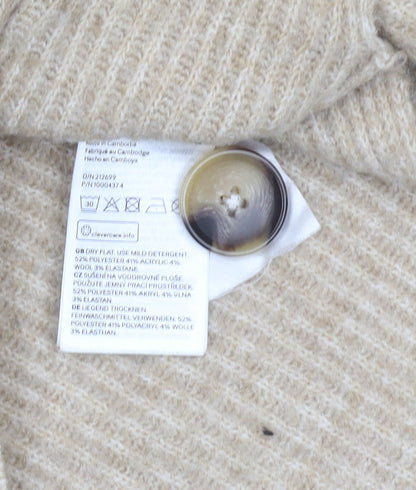 H&M Women Beige Cardigan, Size S, V-Neck