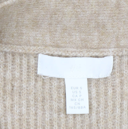 H&M Women Beige Cardigan, Size S, V-Neck