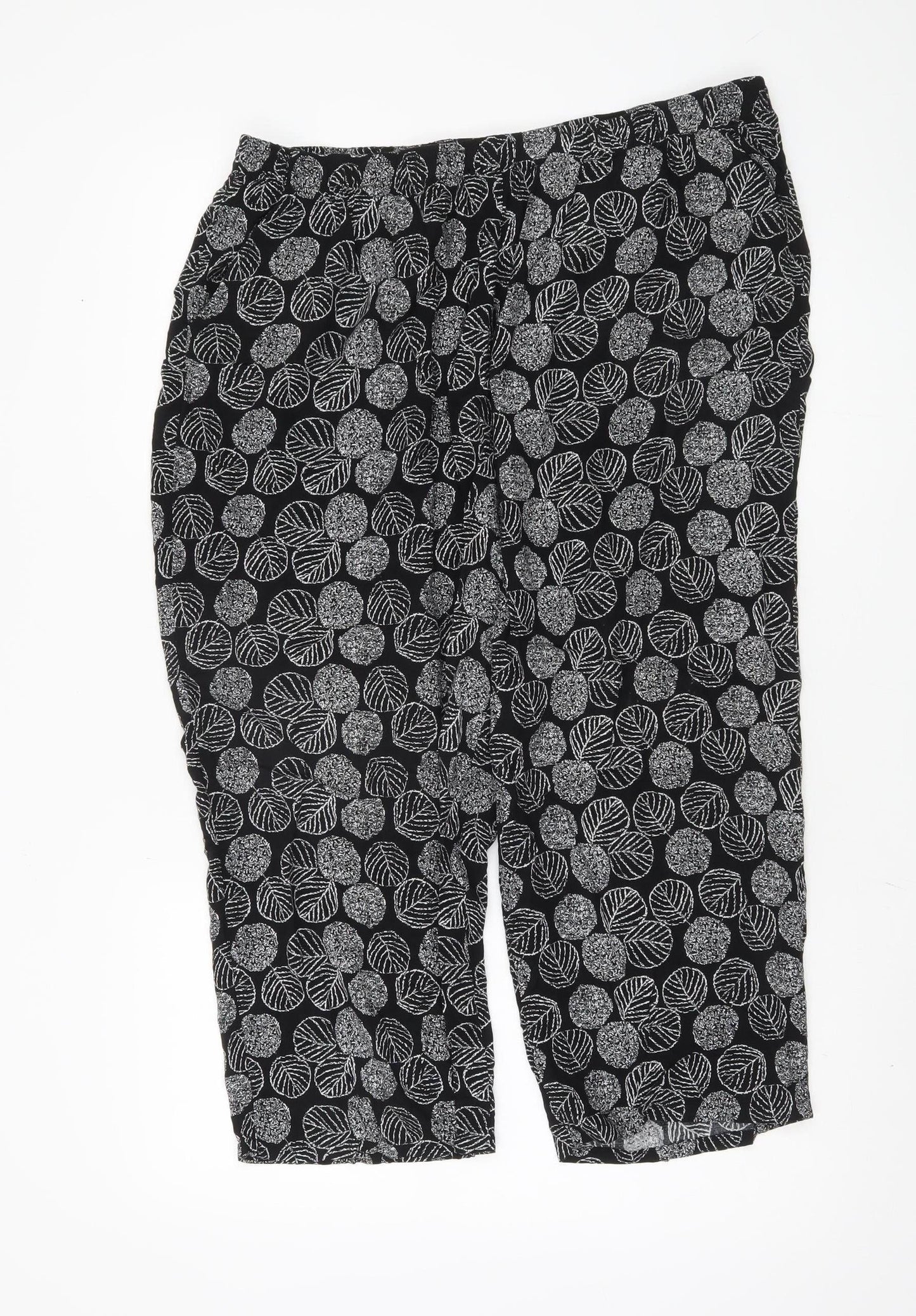 Autonomy Women’s Black Floral Cropped Trousers Size 18