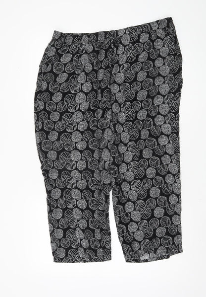 Autonomy Women’s Black Floral Cropped Trousers Size 18
