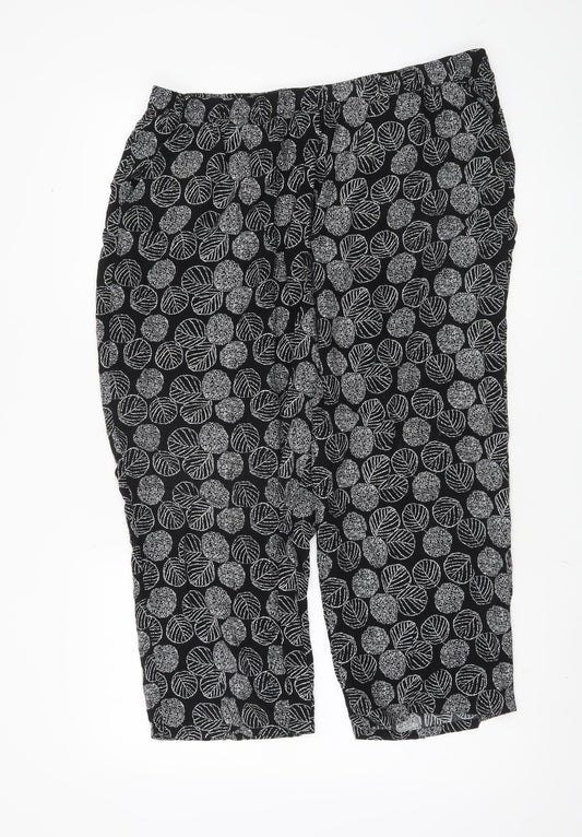 Autonomy Women’s Black Floral Cropped Trousers Size 18