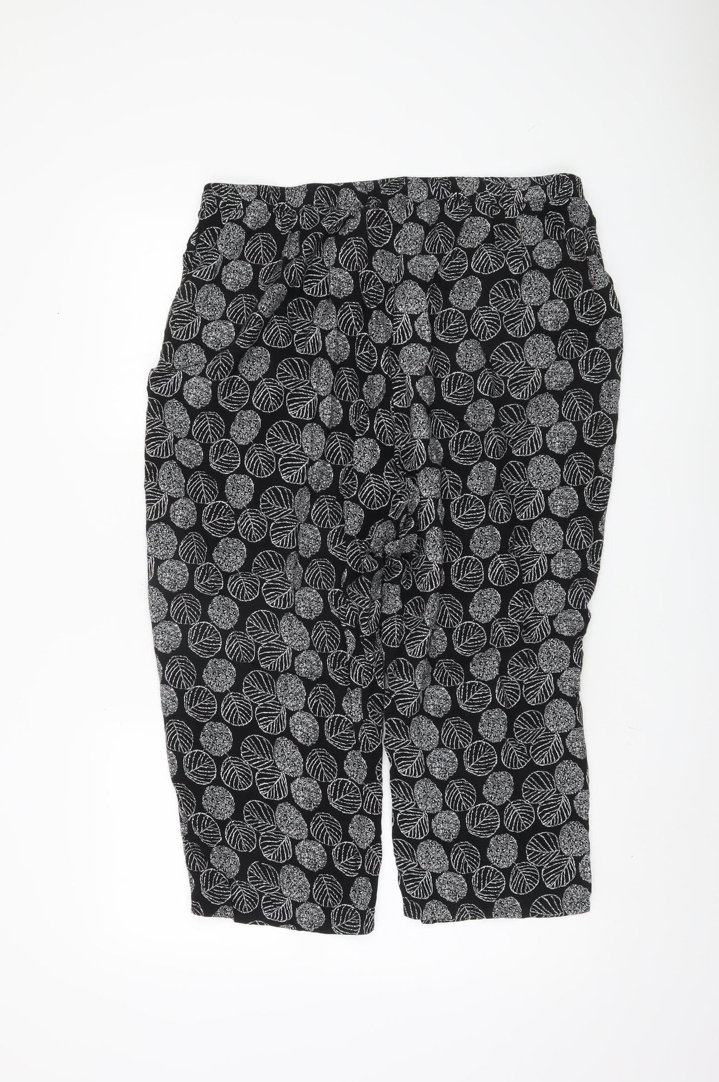 Autonomy Women’s Black Floral Cropped Trousers Size 18