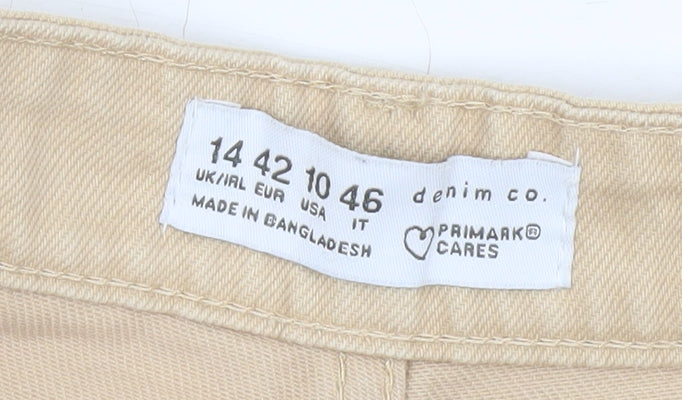 Primark Women's Beige Denim Shorts Size 14 Casual