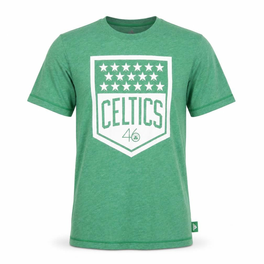 Front view of Adidas Men's Green Celtic Sports T-Shirt, size S