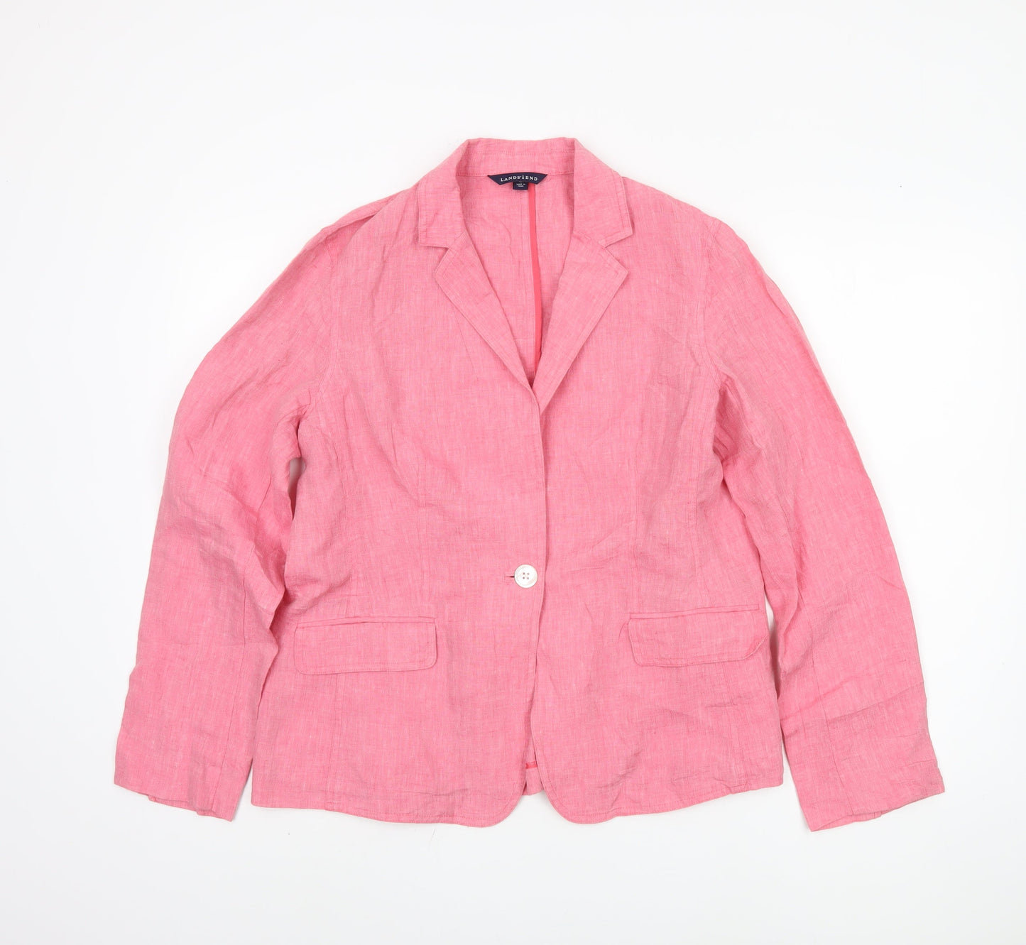 Lands' End Women's Pink Linen Blazer Size 12 Petites