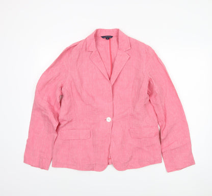 Lands' End Women's Pink Linen Blazer Size 12 Petites