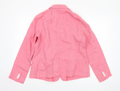 Lands' End Women's Pink Linen Blazer Size 12 Petites