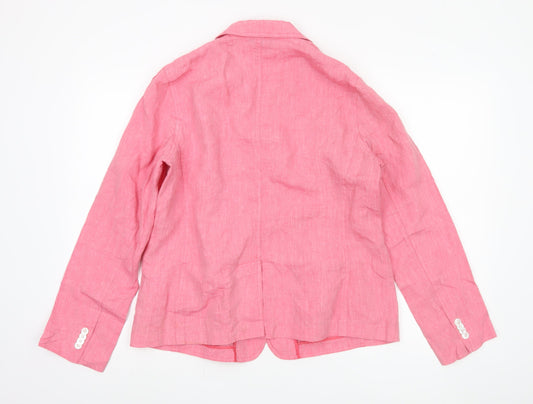 Lands' End Women's Pink Linen Blazer Size 12 Petites