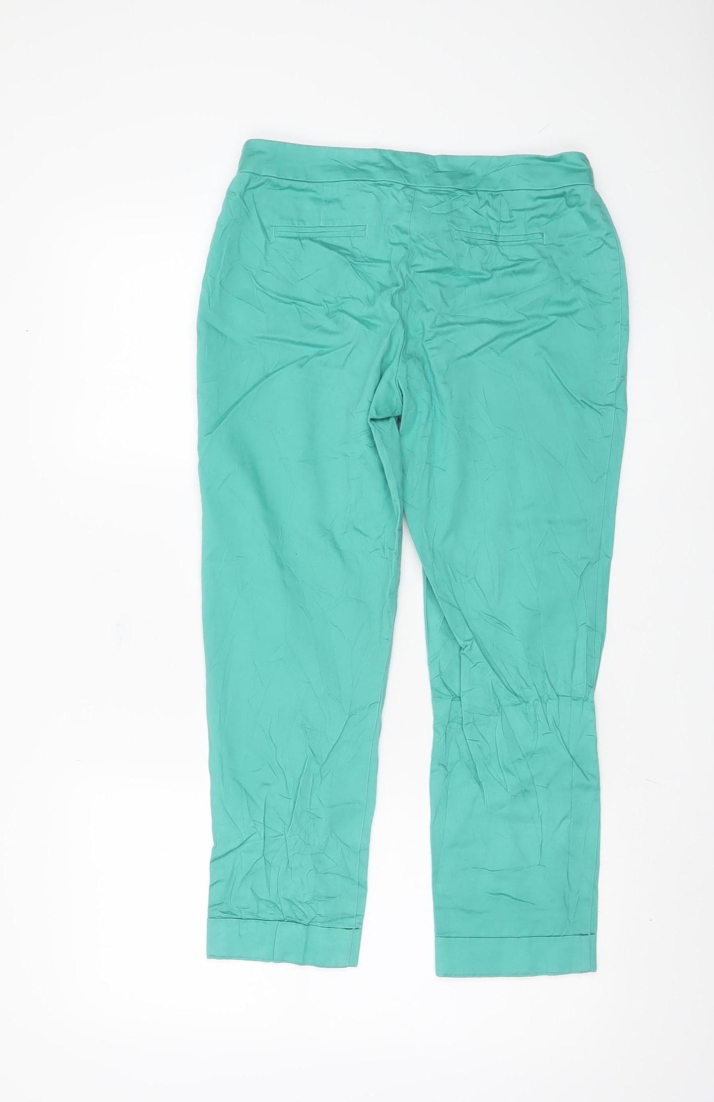 Womens UK Size 10 Dorothy Perkins Slim Fit Cropped Green Trousers