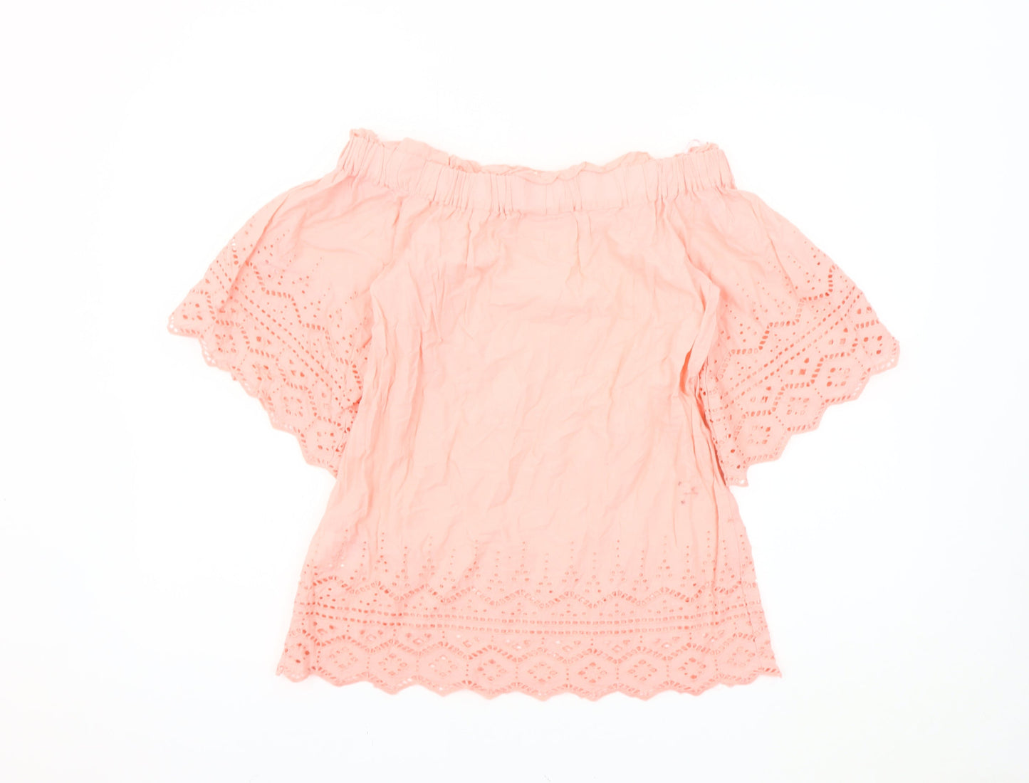 Womens UK Size 4 H&M Pink Cropped Blouse