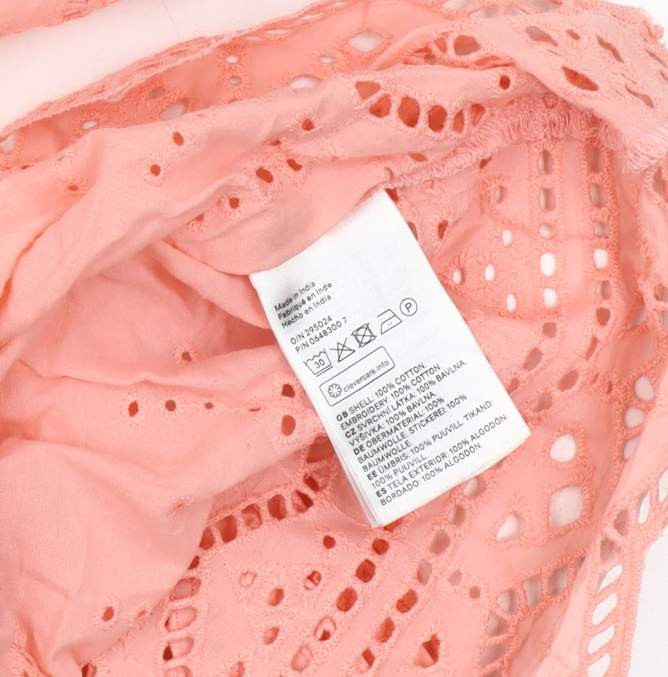 Womens UK Size 4 H&M Pink Cropped Blouse