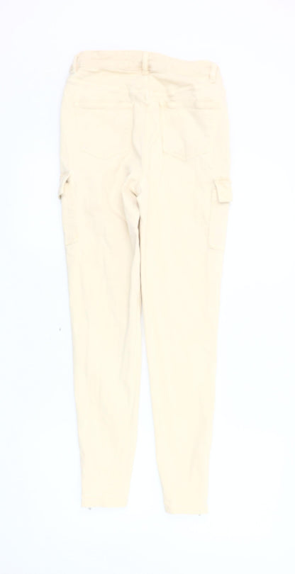 Primark Women's Beige Cargo Jeans, Size 8, with Ankle Zip
