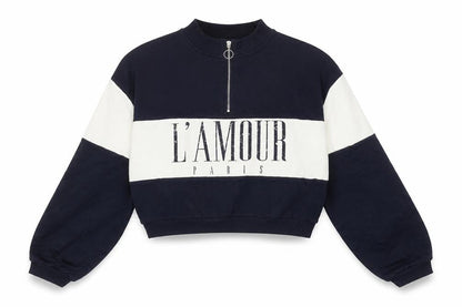 Front view of Candy Couture girls’ blue full zip sweatshirt, 16 years