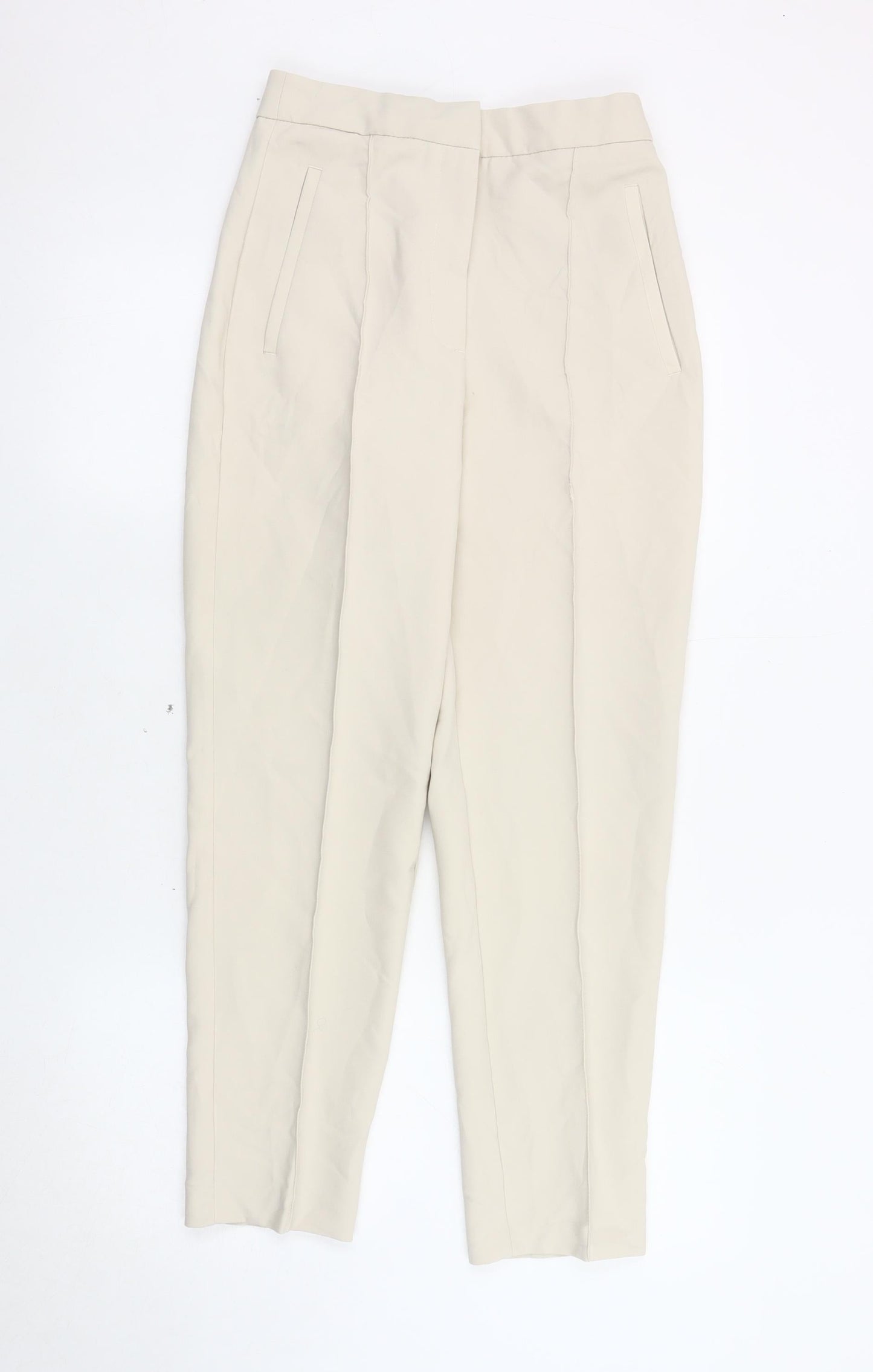 Womens UK Size 4 Zara Regular Fit Business Casual Beige Trousers