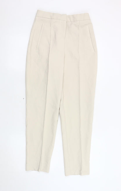 Womens UK Size 4 Zara Regular Fit Business Casual Beige Trousers