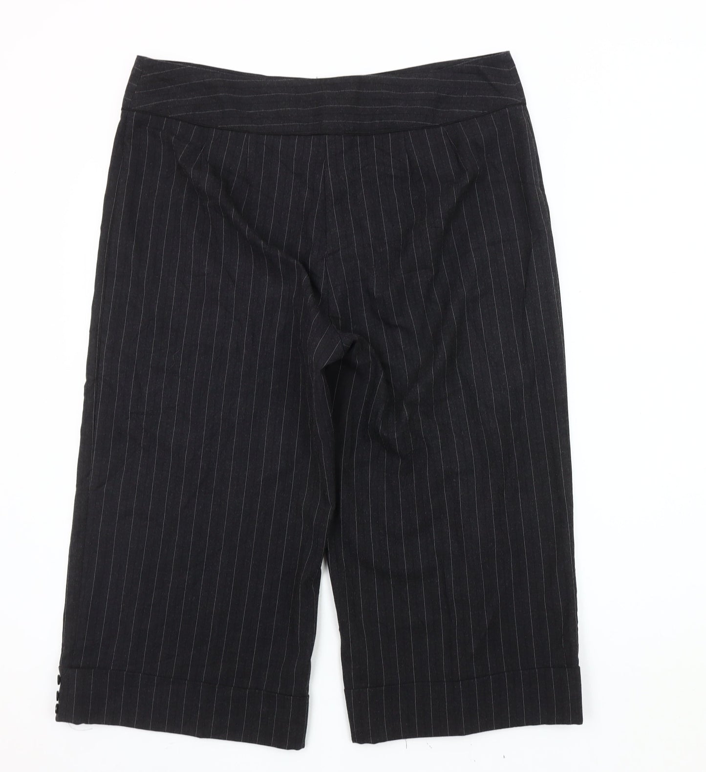 Womens UK Size 16 CMD Classic Fit Cropped Black Trousers