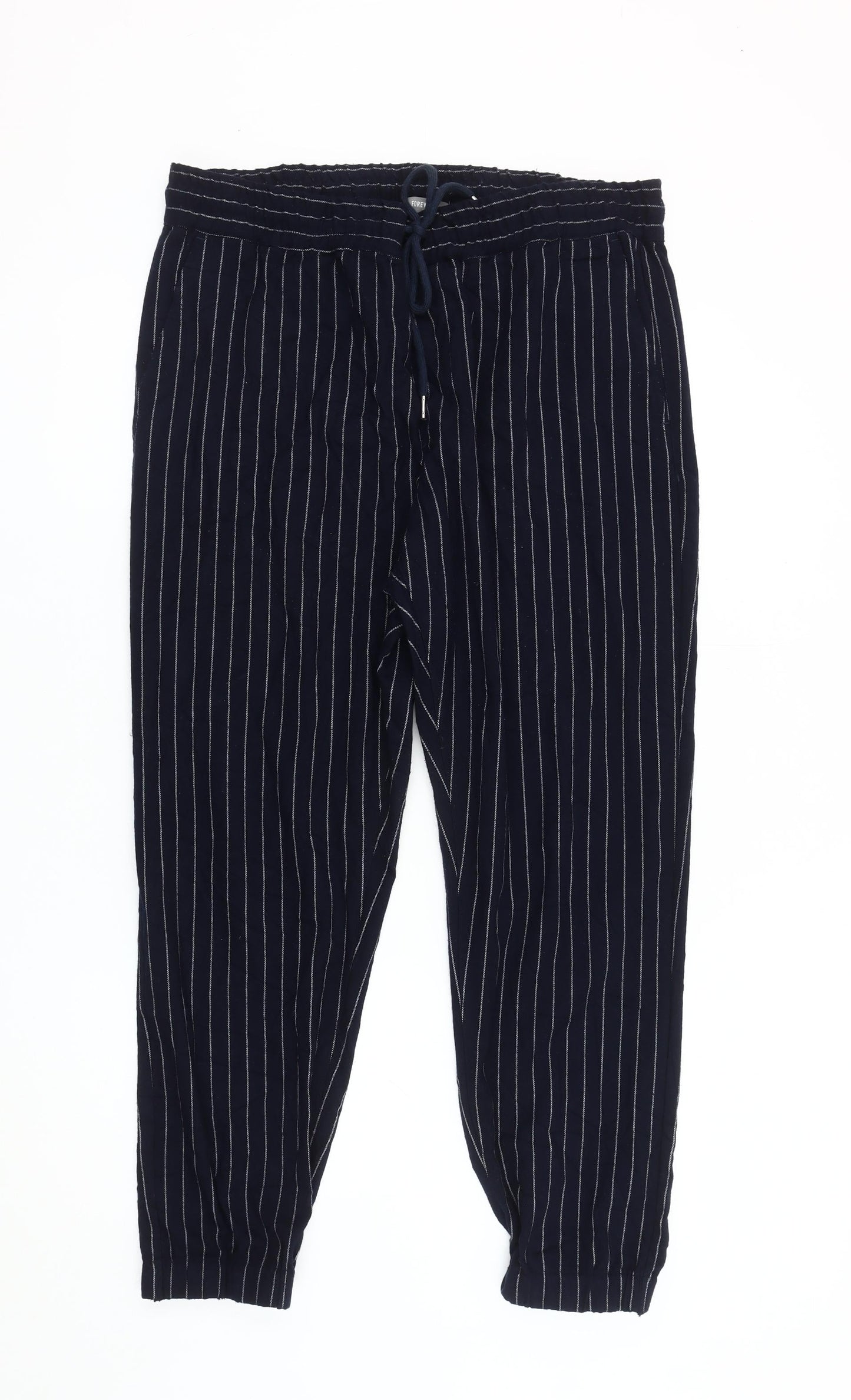 Forever 21 Men's Blue Striped Jogger Trousers XL