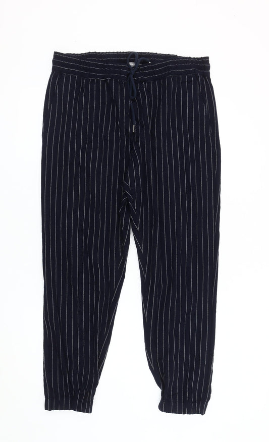 Forever 21 Men's Blue Striped Jogger Trousers XL