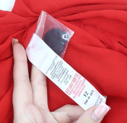 Dorothy Perkins Red High Neck Blouse, UK 12, Women's