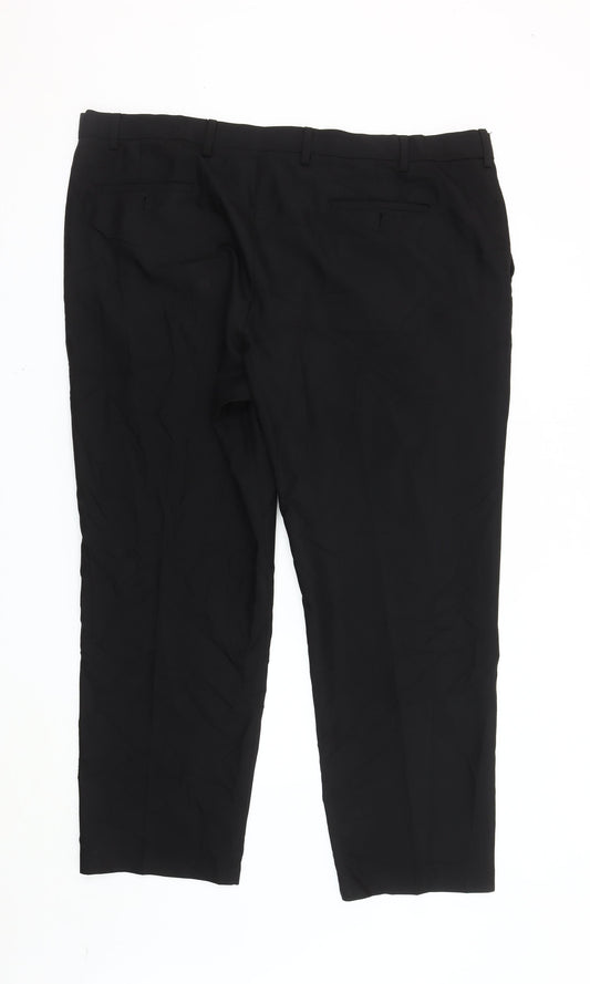 Marks and Spencer Men's Black Regular Fit Dress Pants