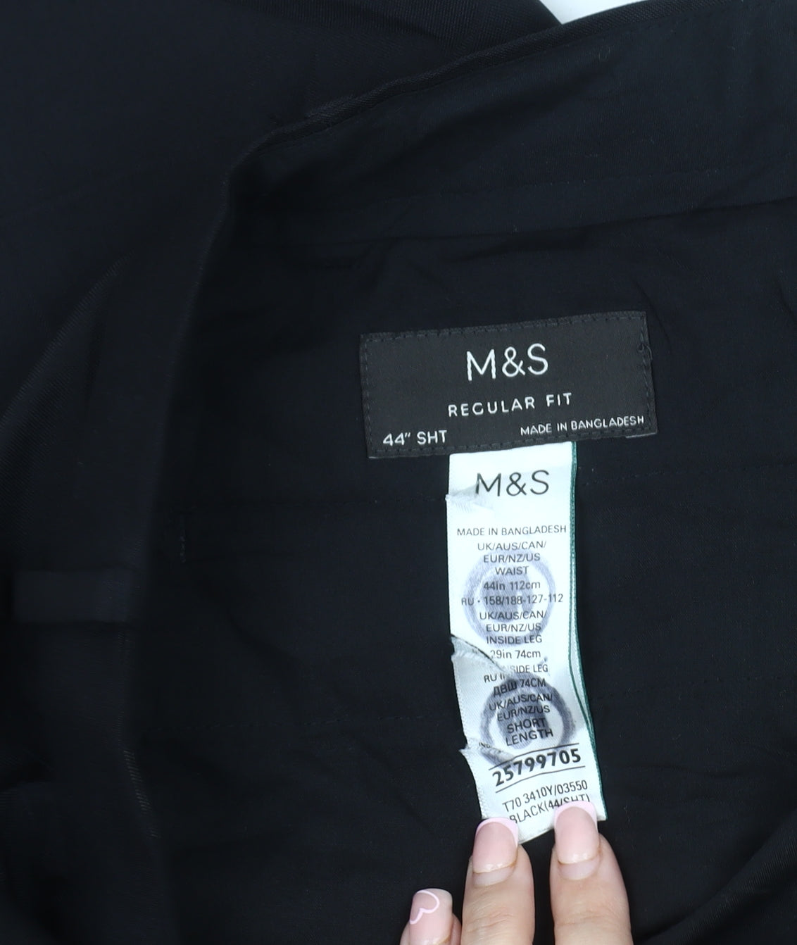 Marks and Spencer Men's Black Regular Fit Dress Pants