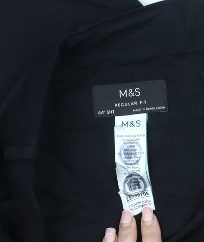 Marks and Spencer Men's Black Regular Fit Dress Pants