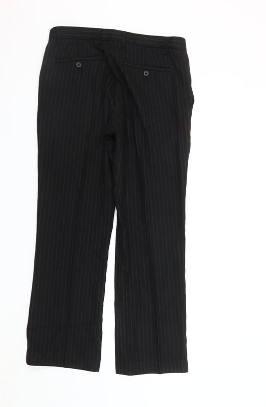 Avenue Men's Black Striped Dress Pants 34R