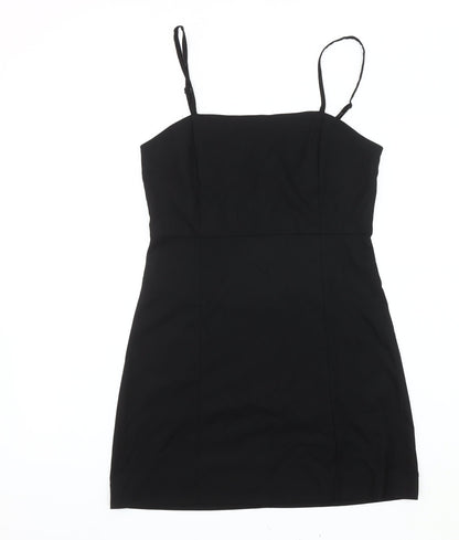 Monki Women's Black Slip Dress, Size 12, Casual Party