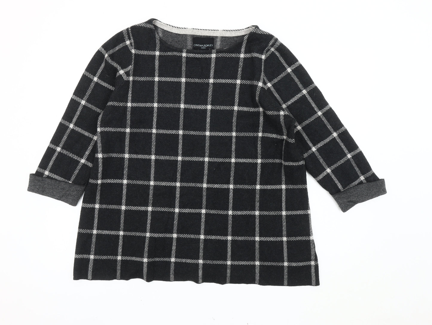Cynthia Rowley Women's Black Check Jumper Plus Size 20