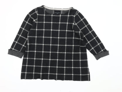 Cynthia Rowley Women's Black Check Jumper Plus Size 20