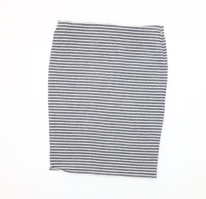 Marks and Spencer Women Grey Striped Pencil Skirt Size 16