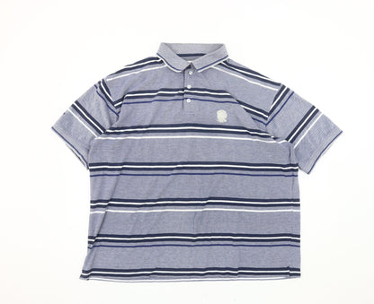 Cotton Traders Men's Blue Striped Polo, 2XL - Casual Style