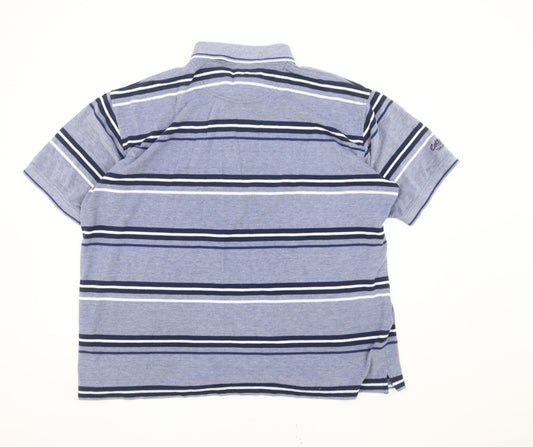 Cotton Traders Men's Blue Striped Polo, 2XL - Casual Style