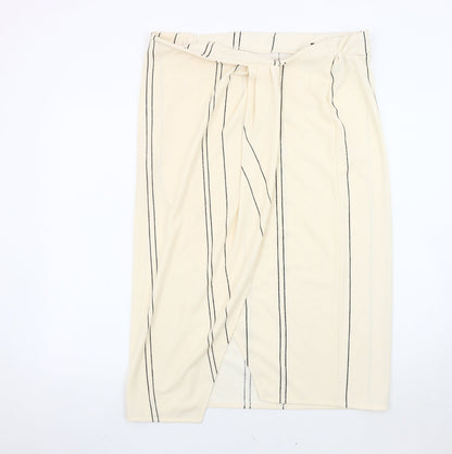 H&M Women's Ivory Striped Pencil Skirt Size 14