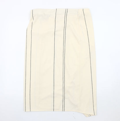 H&M Women's Ivory Striped Pencil Skirt Size 14