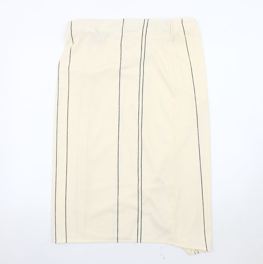 H&M Women's Ivory Striped Pencil Skirt Size 14