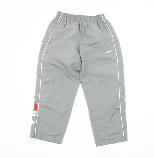FILA Grey Unisex Track Pants S - Elastic Waist Gym Wear