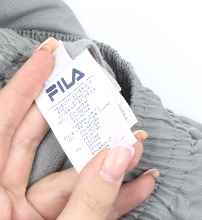 FILA Grey Unisex Track Pants S - Elastic Waist Gym Wear