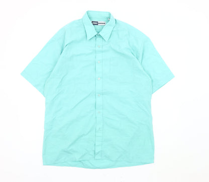 Harry Morgan Men's Blue Button-Up Shirt, L