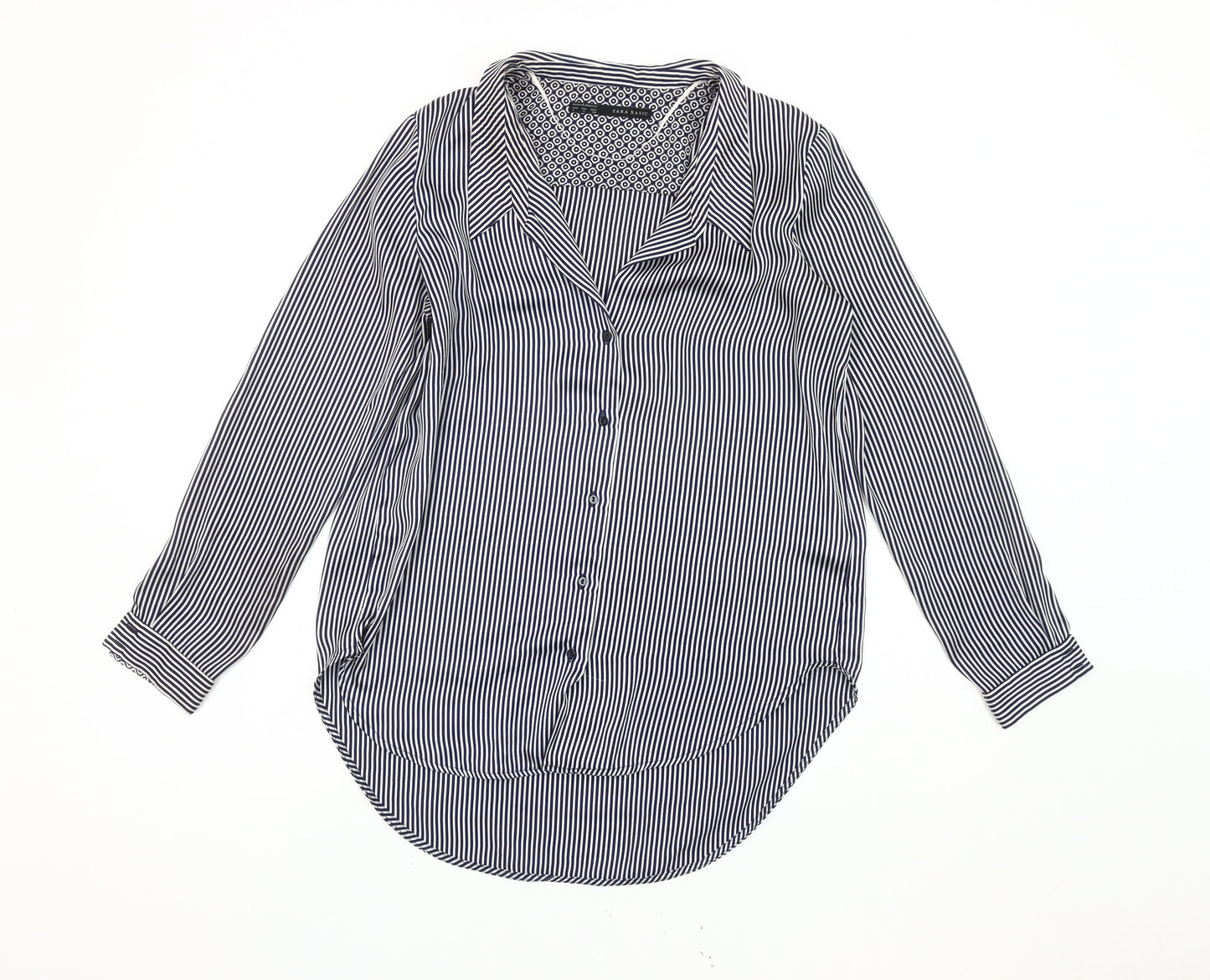 Womens UK Size 12 Zara Basic Blue Basic Blouse