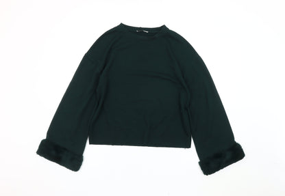 Womens UK Size 2XS Zara Green Pullover Jumper