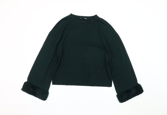 Womens UK Size 2XS Zara Green Pullover Jumper