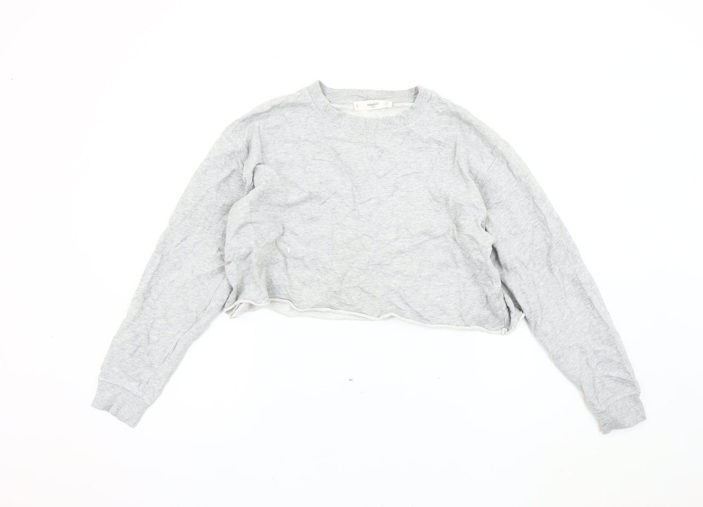 Mango Women's Grey Cotton Pullover Sweatshirt Size 14