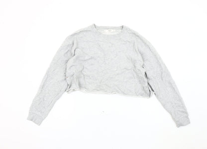 Mango Women's Grey Cotton Pullover Sweatshirt Size 14