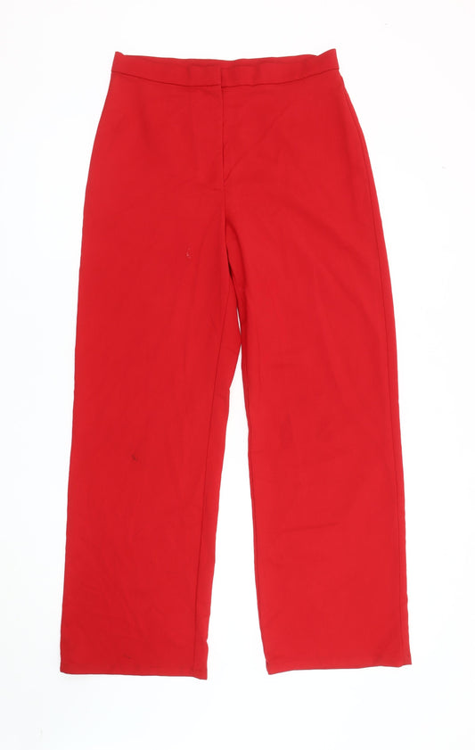 Womens UK Size 12 H&M Regular Fit Casual Red Trousers
