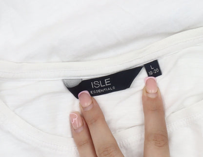 Womens UK Size L ISLE ESSENTIALS White  T-Shirt