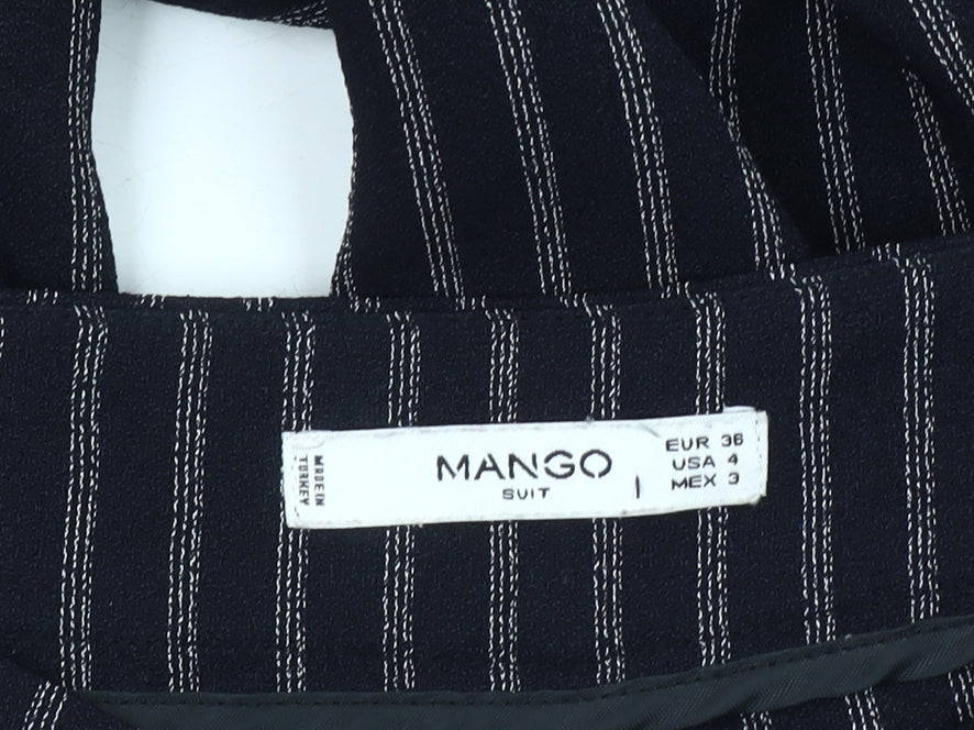 Mango Women's Black Striped Wide-Leg Trousers Size 8